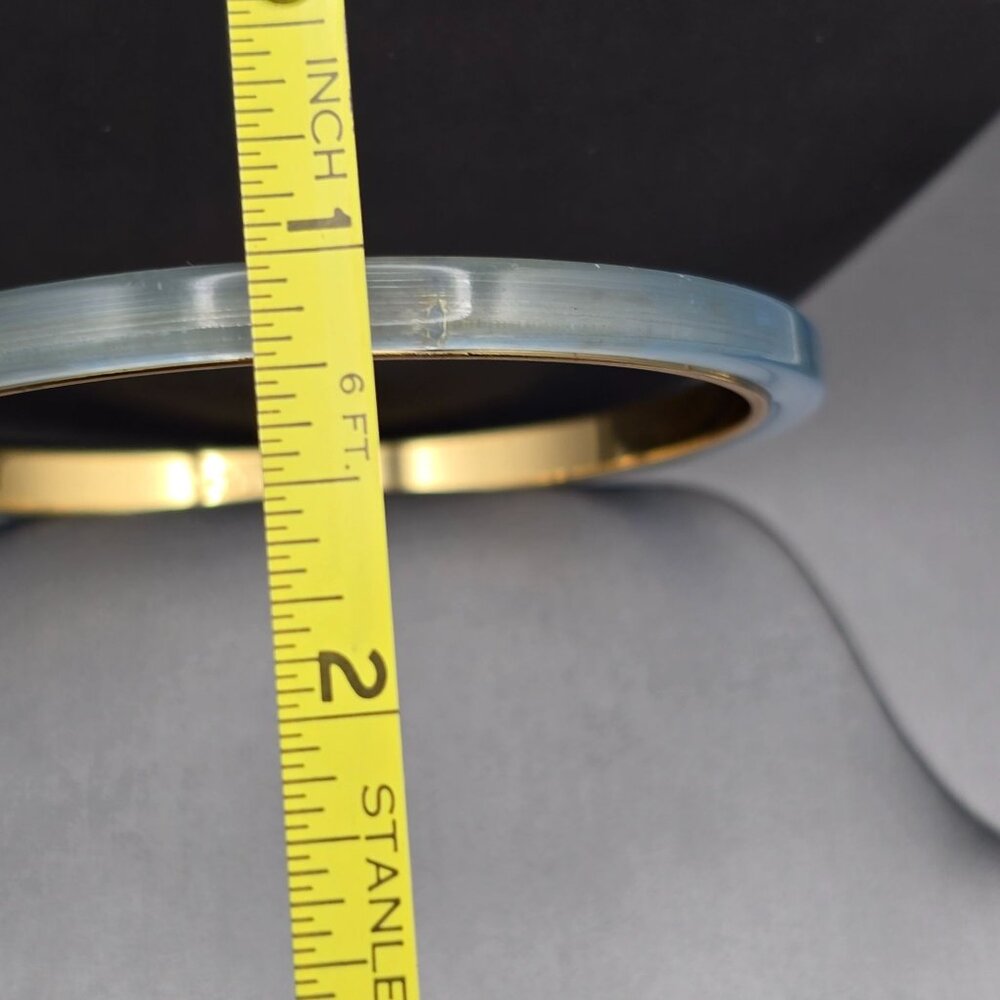J Crew Blue Lucite Bangle Bracelet 7.75" Gold‑Tone Preppy Style - Picture 5 of 6